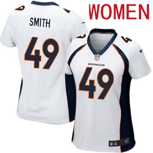 Women Denver Broncos #49 Dennis Smith Nike White Game Player NFL Jersey